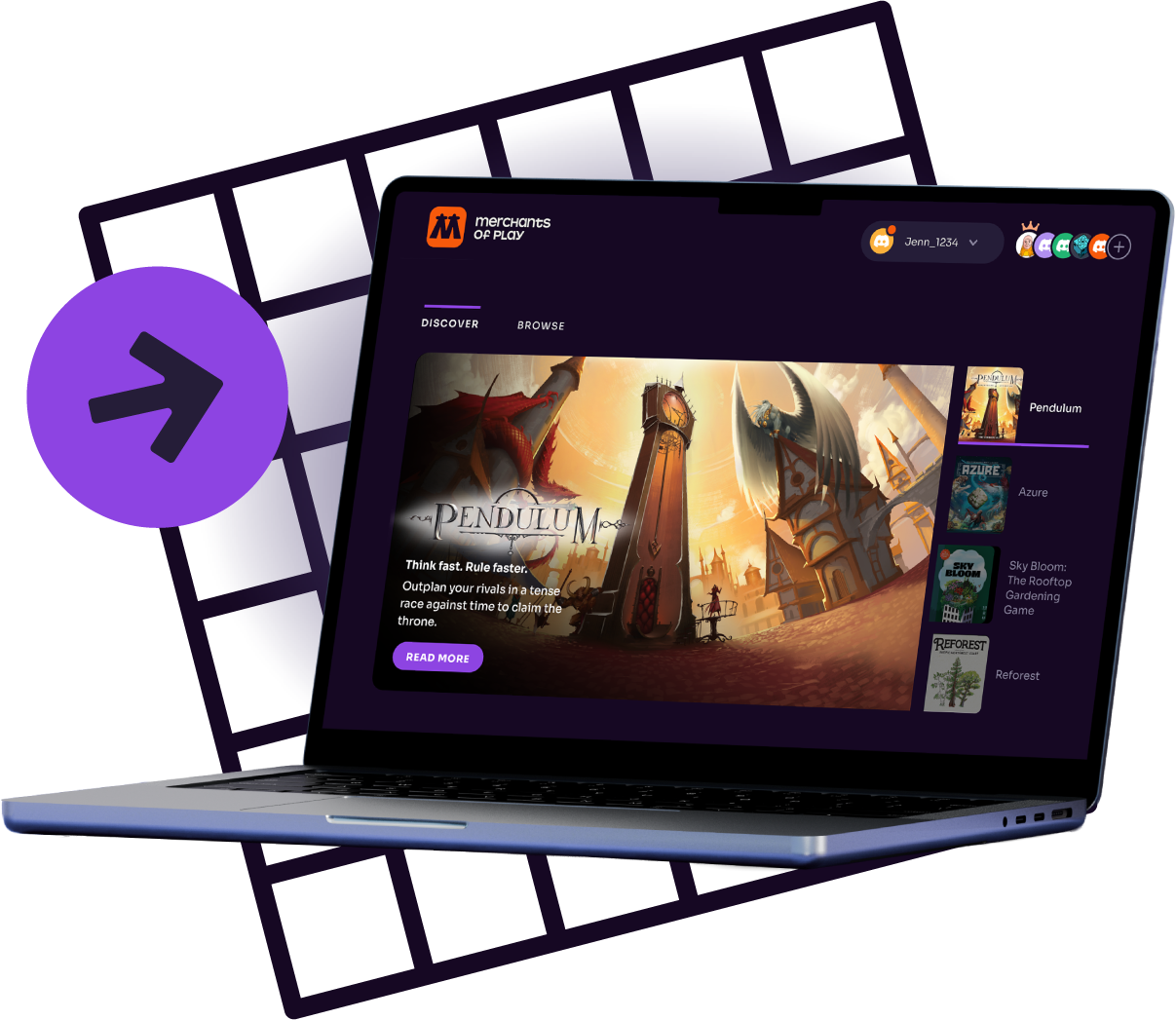 Game interface on laptop