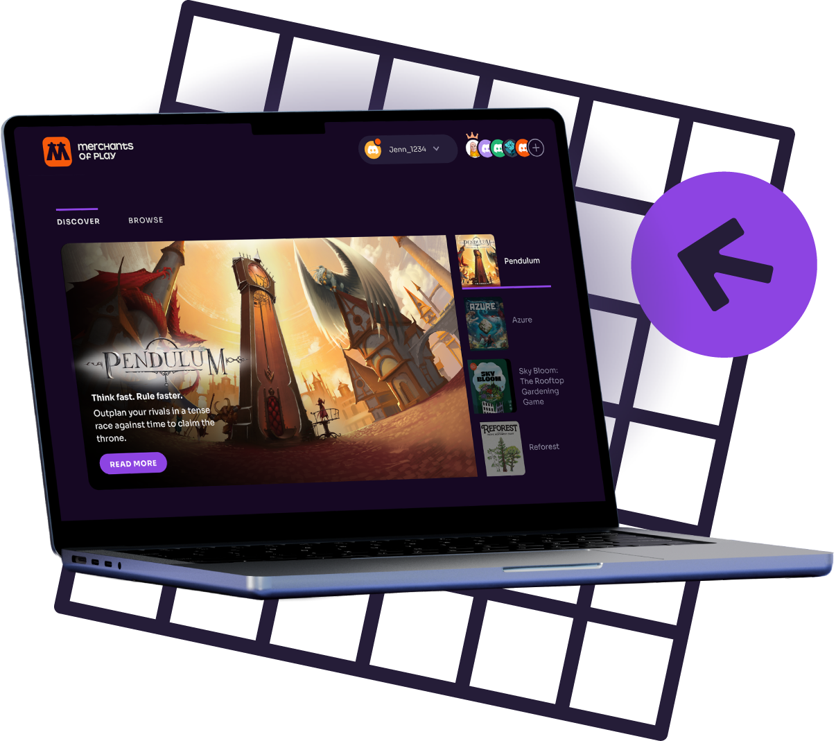 Game interface on laptop